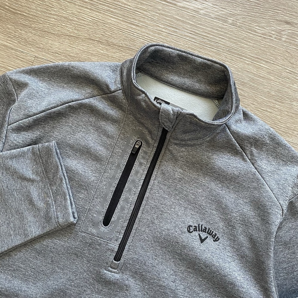 Callaway 1/4 Zip Pullover Jacket Men's L Gray Golf Club Fleece Athleisure Pocket